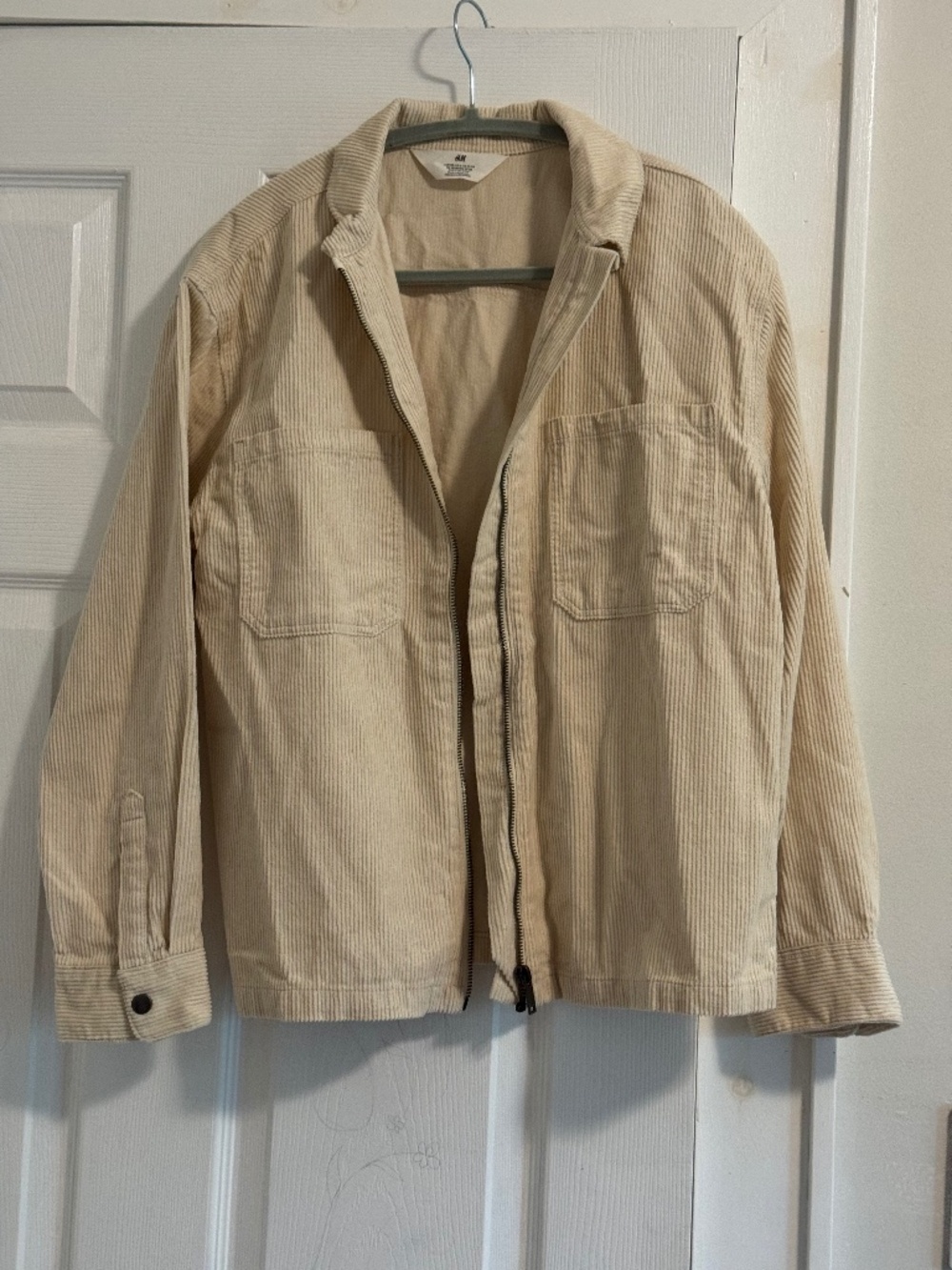 H&M Cream Corduroy Zip-up Jacket